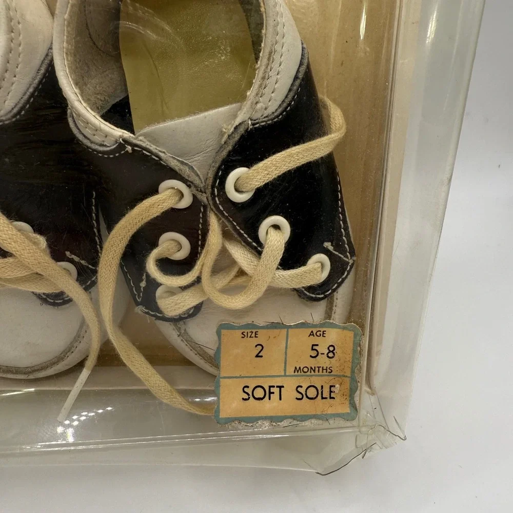 Mi-Baby Vintage Saddle Shoes Soft‎ Sole Leather Baby Shoes Size 2 NEW *READ